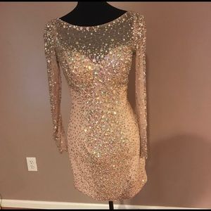 Terani Couture Nude Sequin Cocktail Dress Size 4